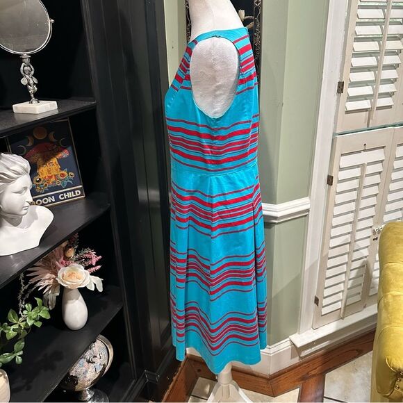 Talbots Blue and Red Striped A Line Dress Size 10 - Picture 5 of 11